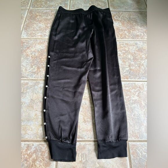 Alice + Olivia Black Track Pants with Side Buttons - Picture 3 of 6